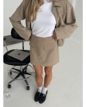 SARAHIC Mini Skirt - Beige Melange