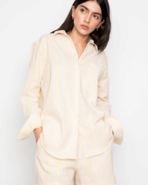 Bibi Crepe Shirt Light Yellow Stripe