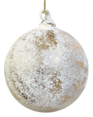 Glass ball gold white patina