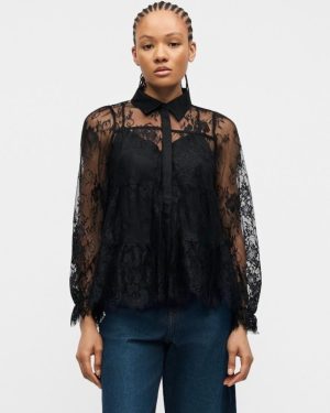 Yaspala LS Lace Blouse Black