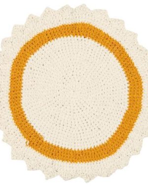 Dekkebrikke heklet mustard rund