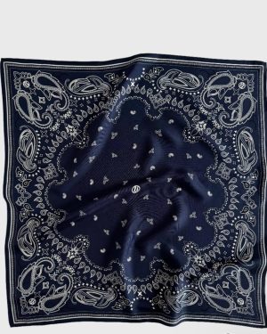 Paisley Scarf Navy, Black & White 65 cm