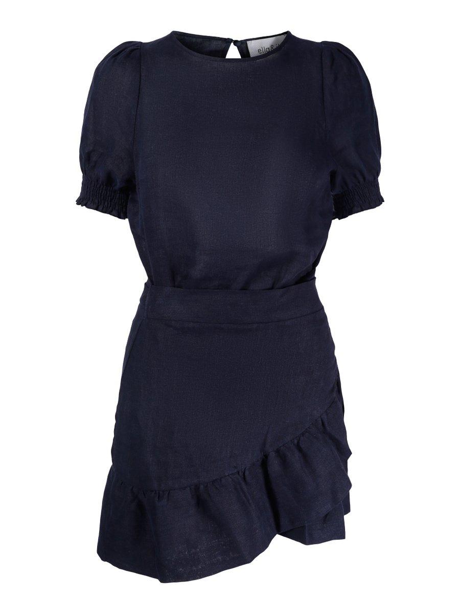 Serena Linen Dress Navy