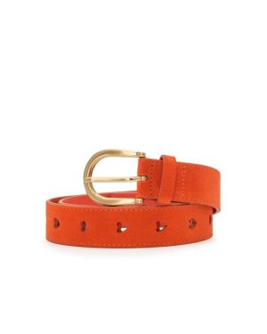 Cut It Out Heart Belt Suede Tangerine Tango