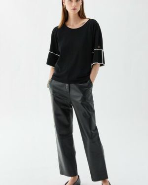 Malia Contrast Top - Black / Ecru
