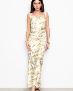 Anna Dress Yellow Mimosa Print
