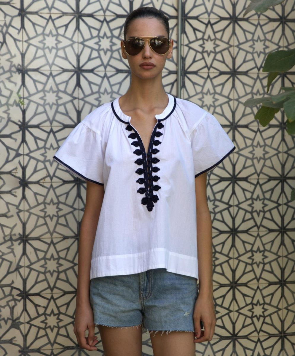 Clematis Top White With Navy