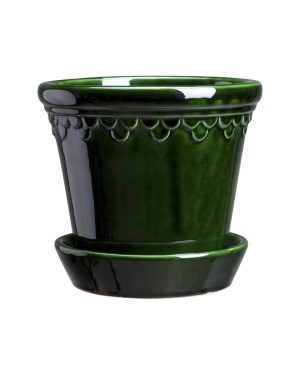 Potte - Københavner Glasert m/skål Grønn 16 cm