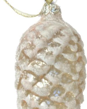Glass cone lt pink iced 9cm