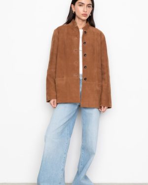 Lauren Leather Jacket - Camel Suede