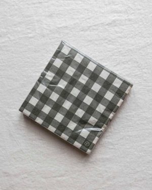 Serviett 33x33 ruter grønn/lys grå