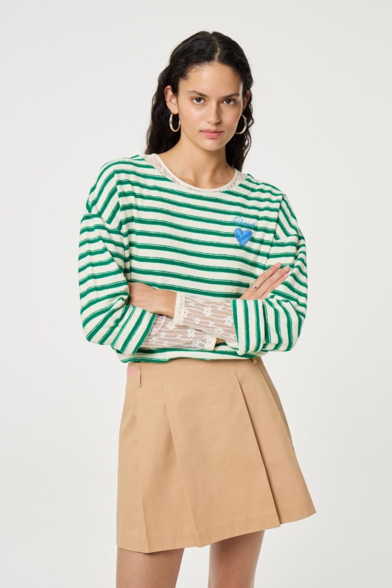 Celina Top Cozy White Green