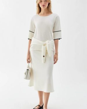 Malia Contrast Top - Ecru / Black