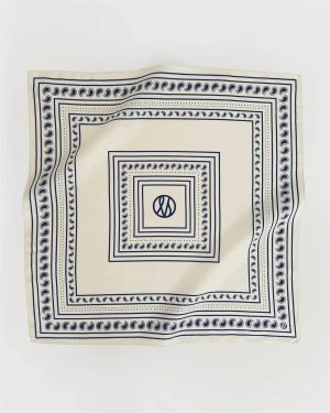 Paisley Scarf Cream & Navy 50cm
