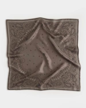 Paisley Scarf Taupe, Black & White 65 cm