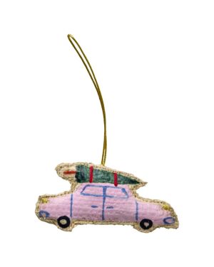 Raffia Christmas Ornament Car Shape