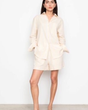 Bianca Crepe Shorts Light Yellow Stripe