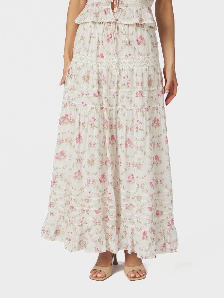 Fippo Spring Flower Skirt Off White