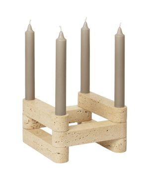 Newel Modular Candle Holder - Set of 6 - Travertin