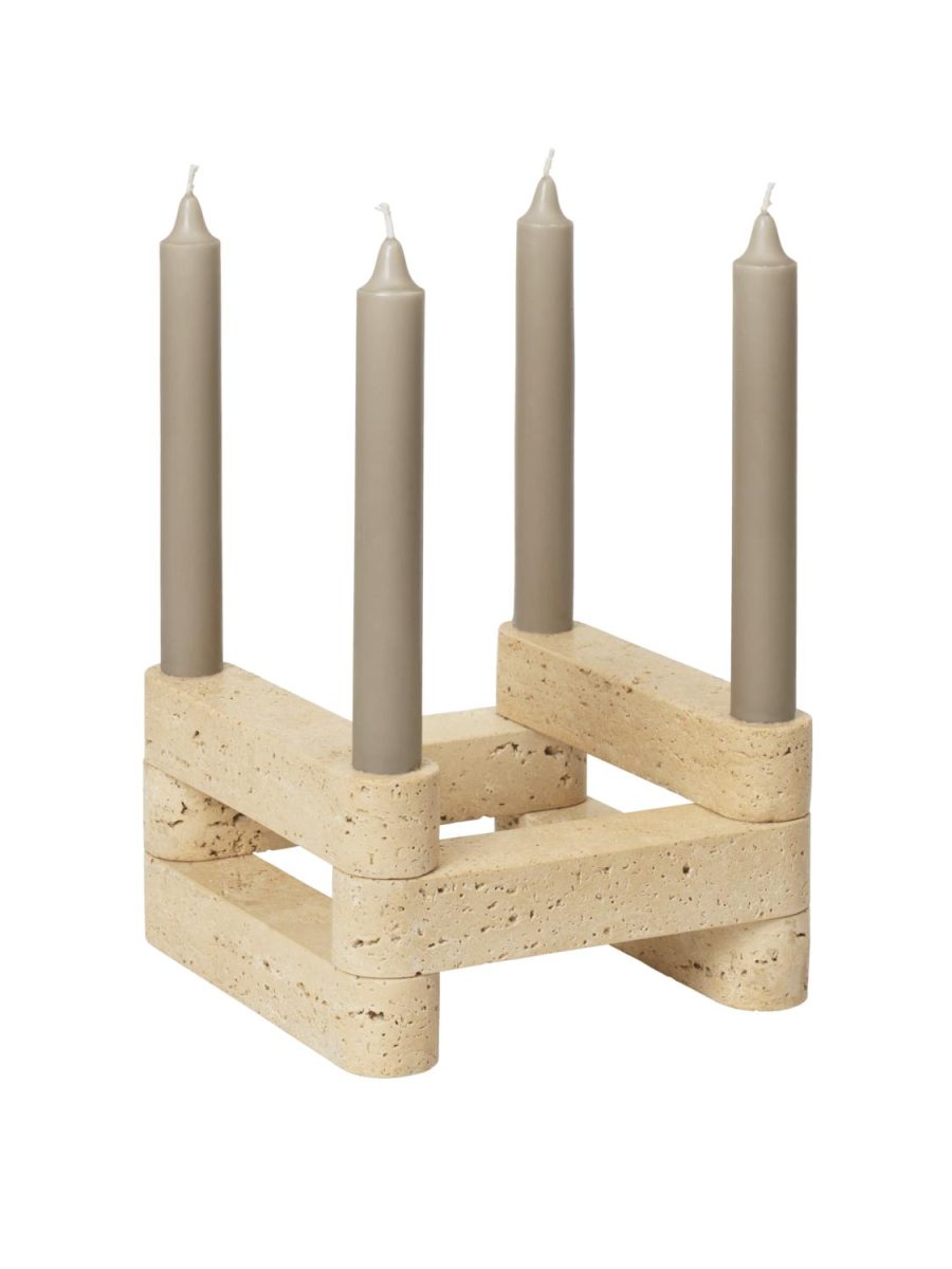 Newel Modular Candle Holder - Set of 6 - Travertin