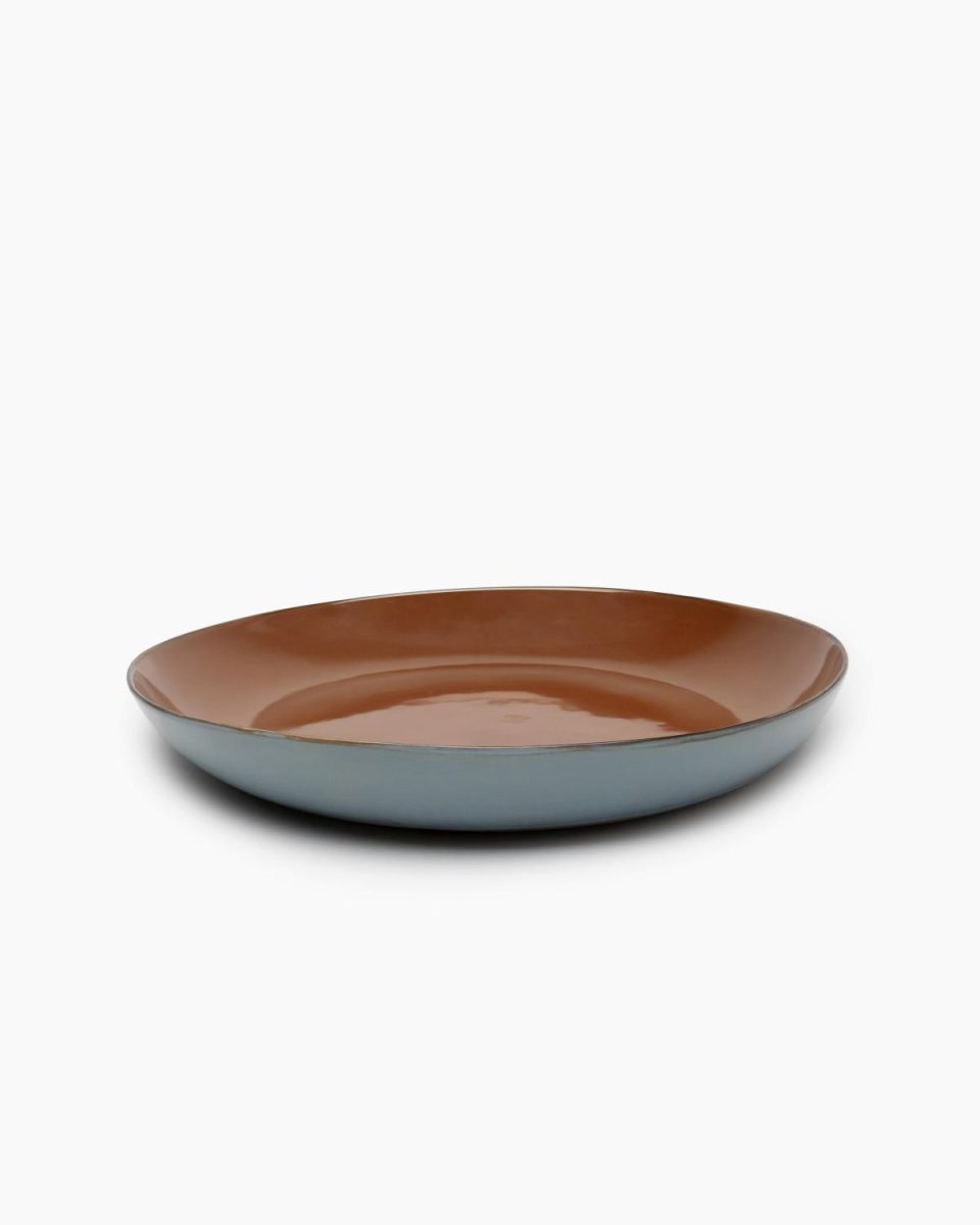 Serving plate rust/smoky blue Terres de rêves