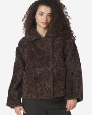Castor Faux Fur Jacket Dark Brown