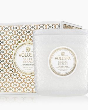 Boxed Luxe Jar Candle 80t 910g Suede Blanc