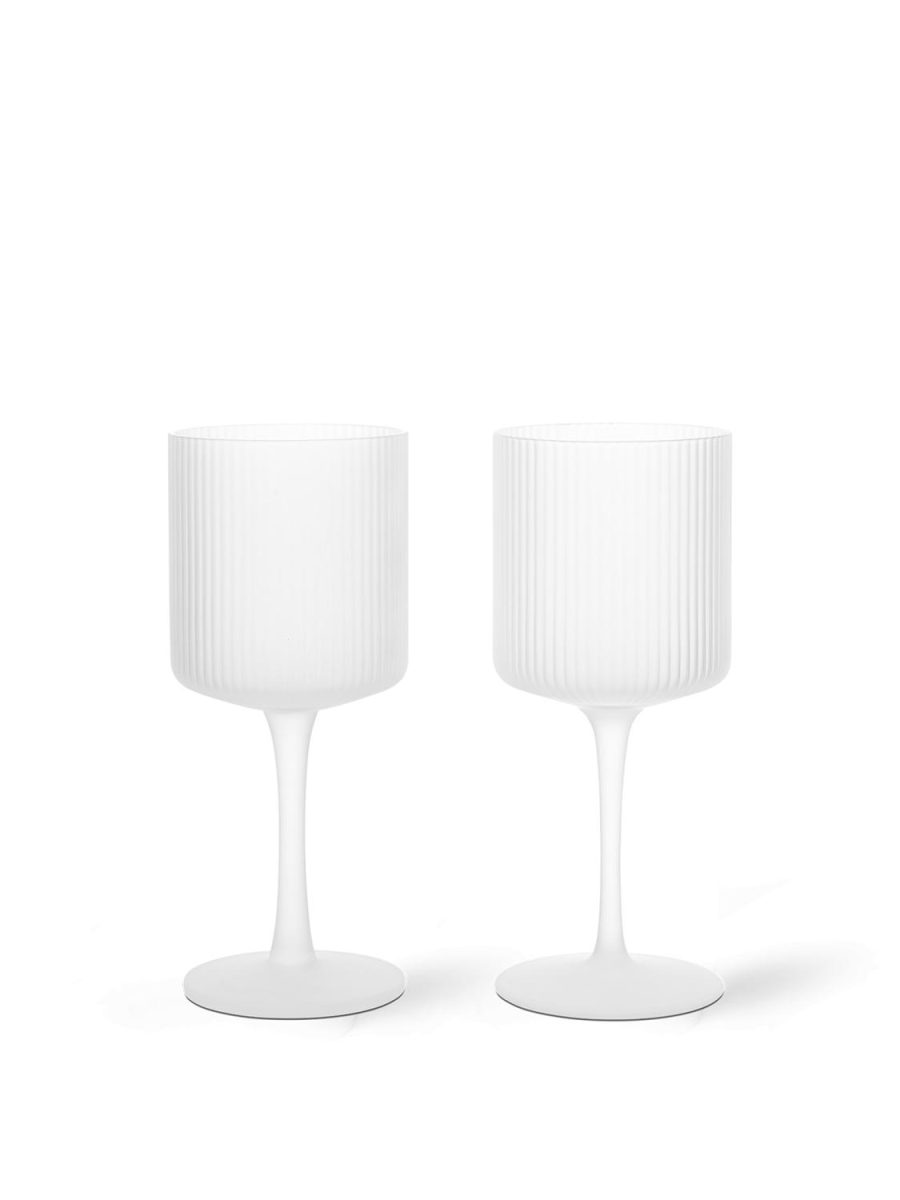 Ripple White Wine Glasses - Set of 2 - Frosted