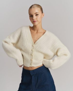 Jenna Brushed Cardigan White