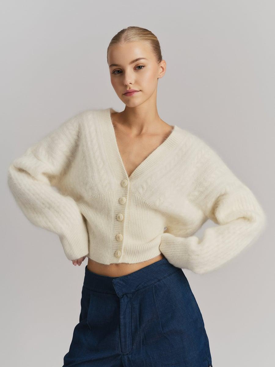 Jenna Brushed Cardigan White