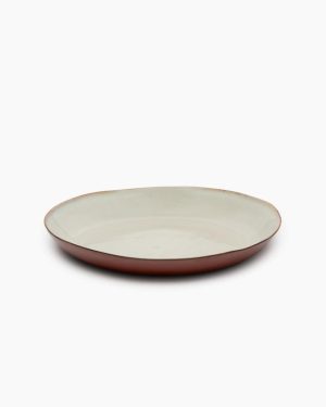 Serving plate misty gray/rust Terres de rêves
