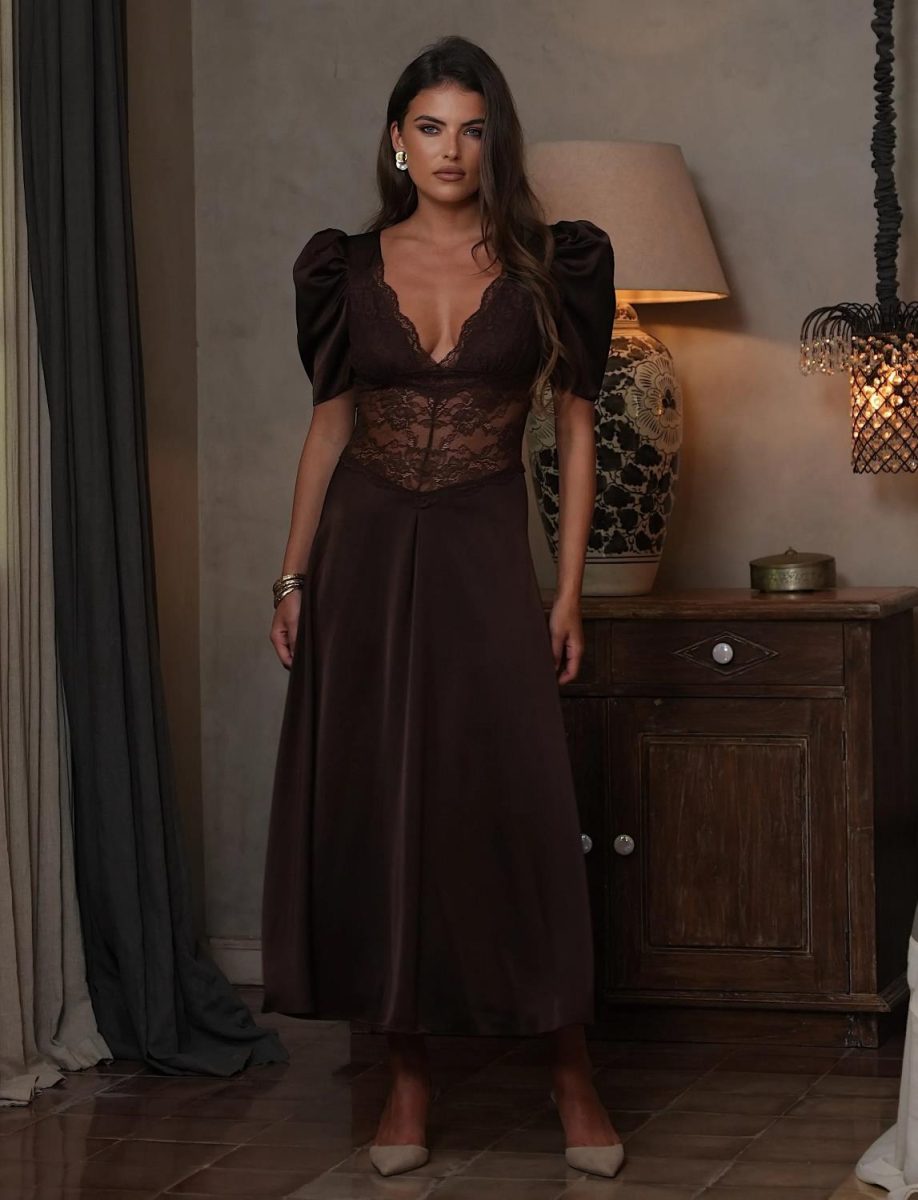 Francis Lace Midi Dres Espresso