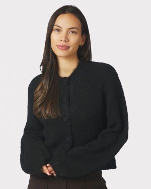 Gio Fluffy Knit Cardigan Black