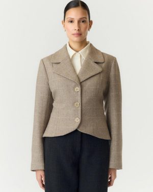 Yasthela LS Wool BlendShort Jacket Taue/Grey