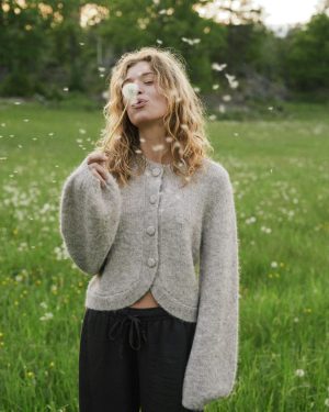 Gio Fluffy Knit Cardigan Beige Melange