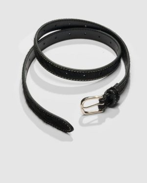 Zona Pony Hair Belt Black