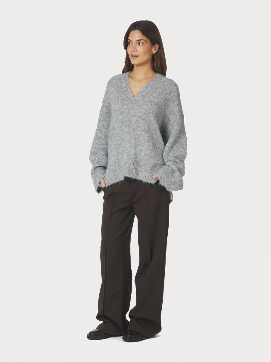 Melli Fluffy Knit Blouse Grey Melange