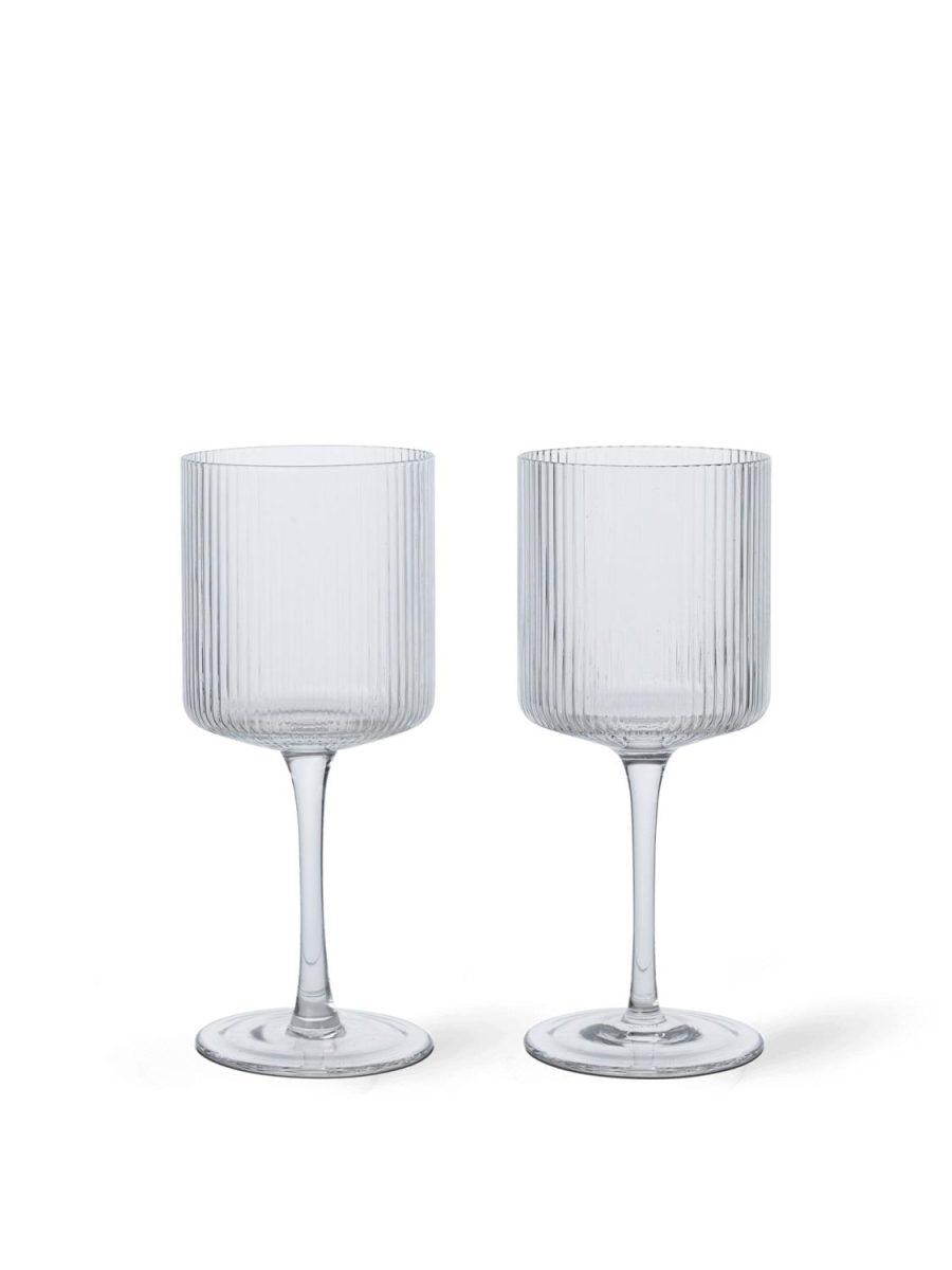 Ripple White Wine Glasses - Set of 2 - Clear