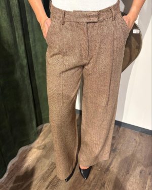 Ava Herringbone Trouser Cognac Herringbone