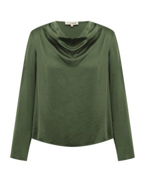 Sinda Drape Blouse Dark Green