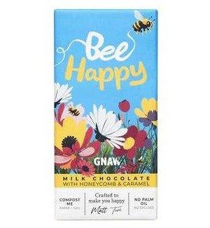 Gnaw 'Bee Happy' Honeycomb & Caramel Choc Bar 80g