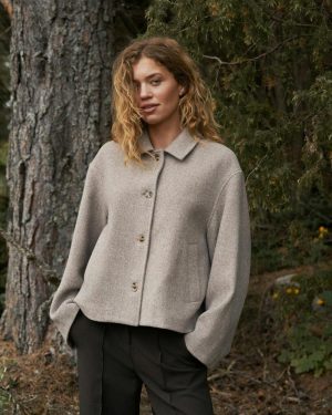 Hamra Herringbone Twill Jacket Beige Melange