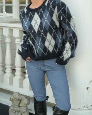 Argyle Sweater Midnight Blue Mohair