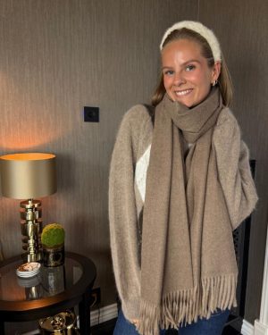 Nye Ull/Cashmere Skjerf Med Frynser #36 Nutmeg