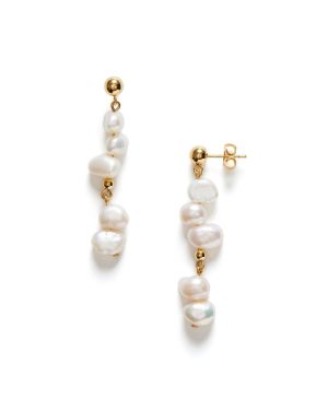Pearly Drop Earrings - Gold