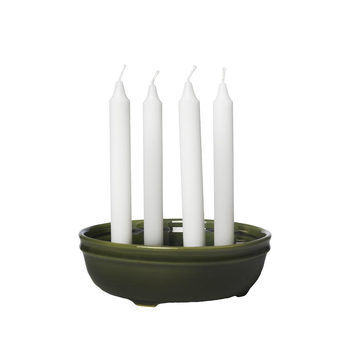 Candleholder Glazed Green 4 Pcs