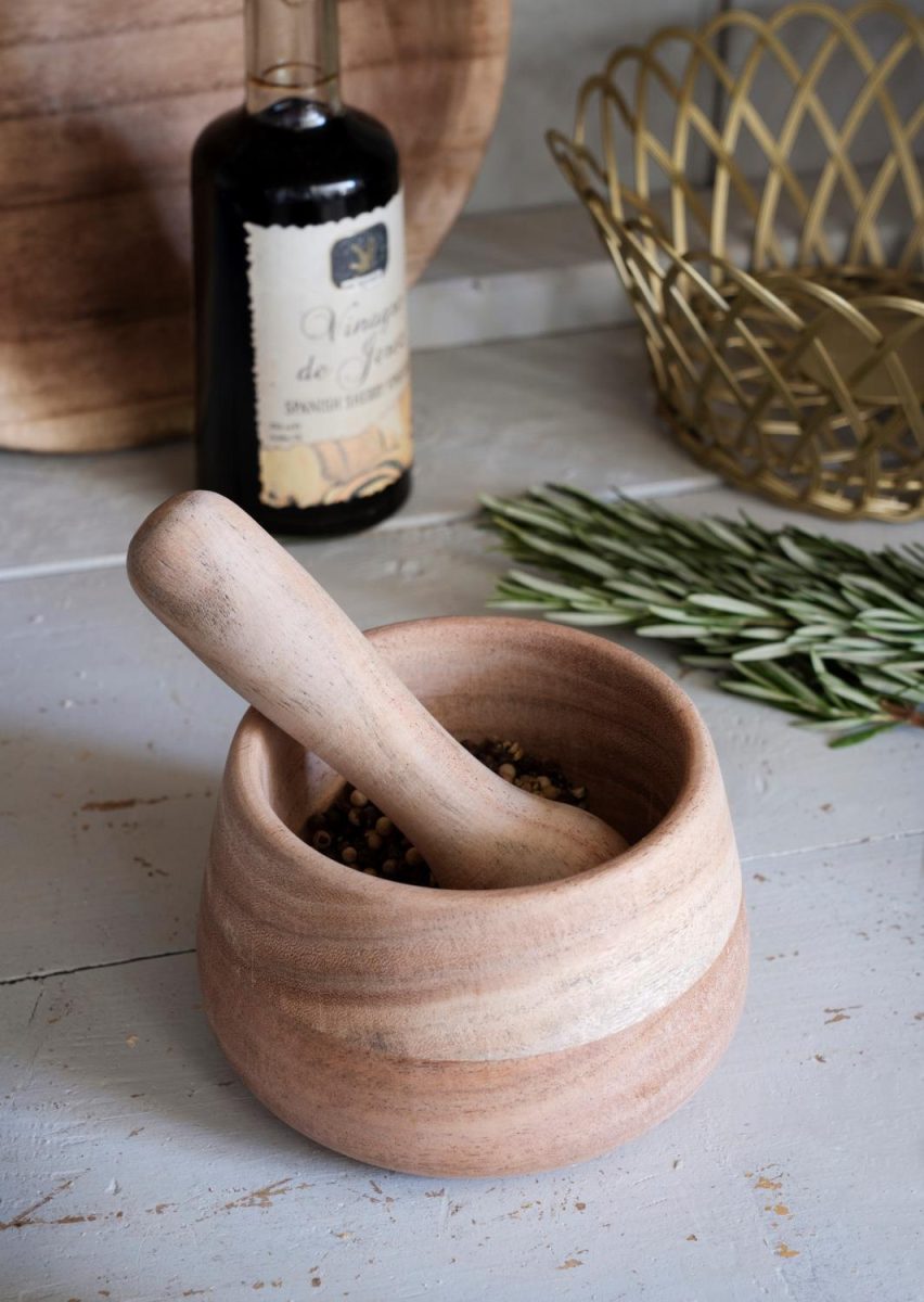 Wooden Mortar Set