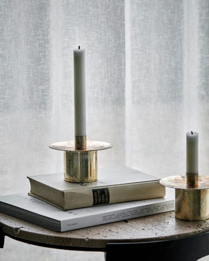 Candle Holder Antique Brass Set Of 2