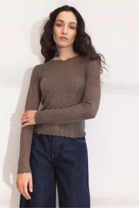 Safir Knit Top Dark Taupe