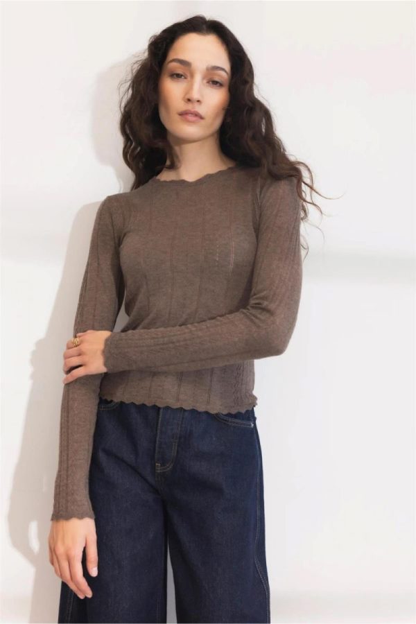 Safir Knit Top Dark Taupe